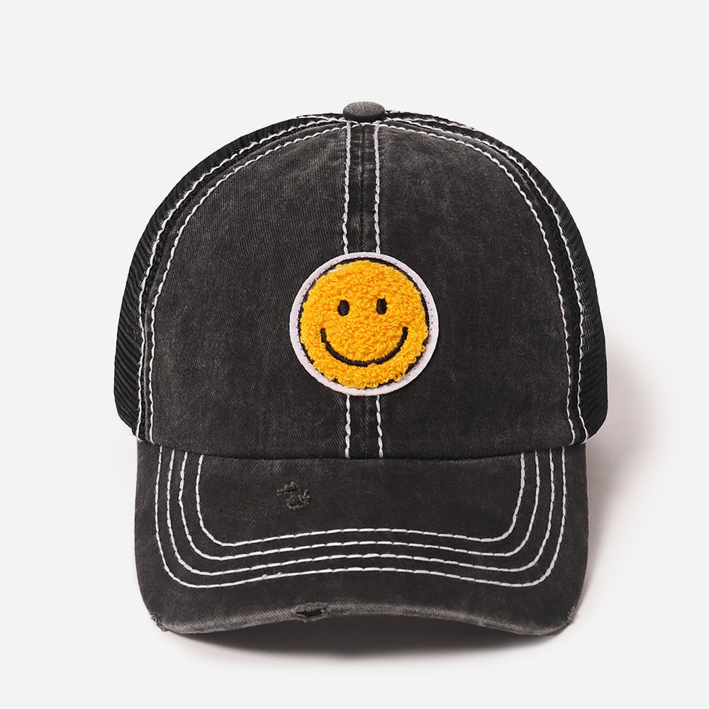 Chenille Smiley Meshback David Patch And - – Cap Baseball Young FWCAPM7222