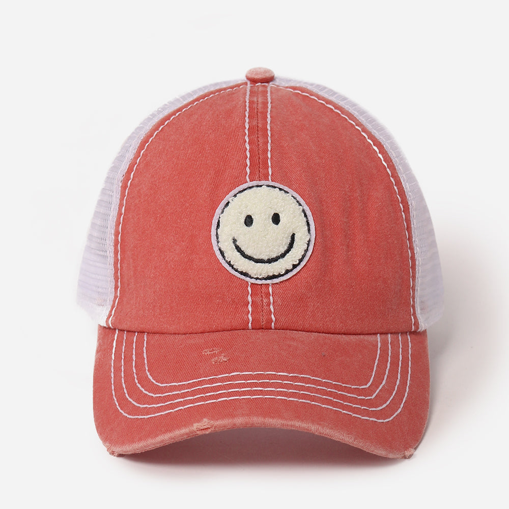 FWCAPM7222 David Chenille Patch Young Meshback Baseball Smiley Cap – - And